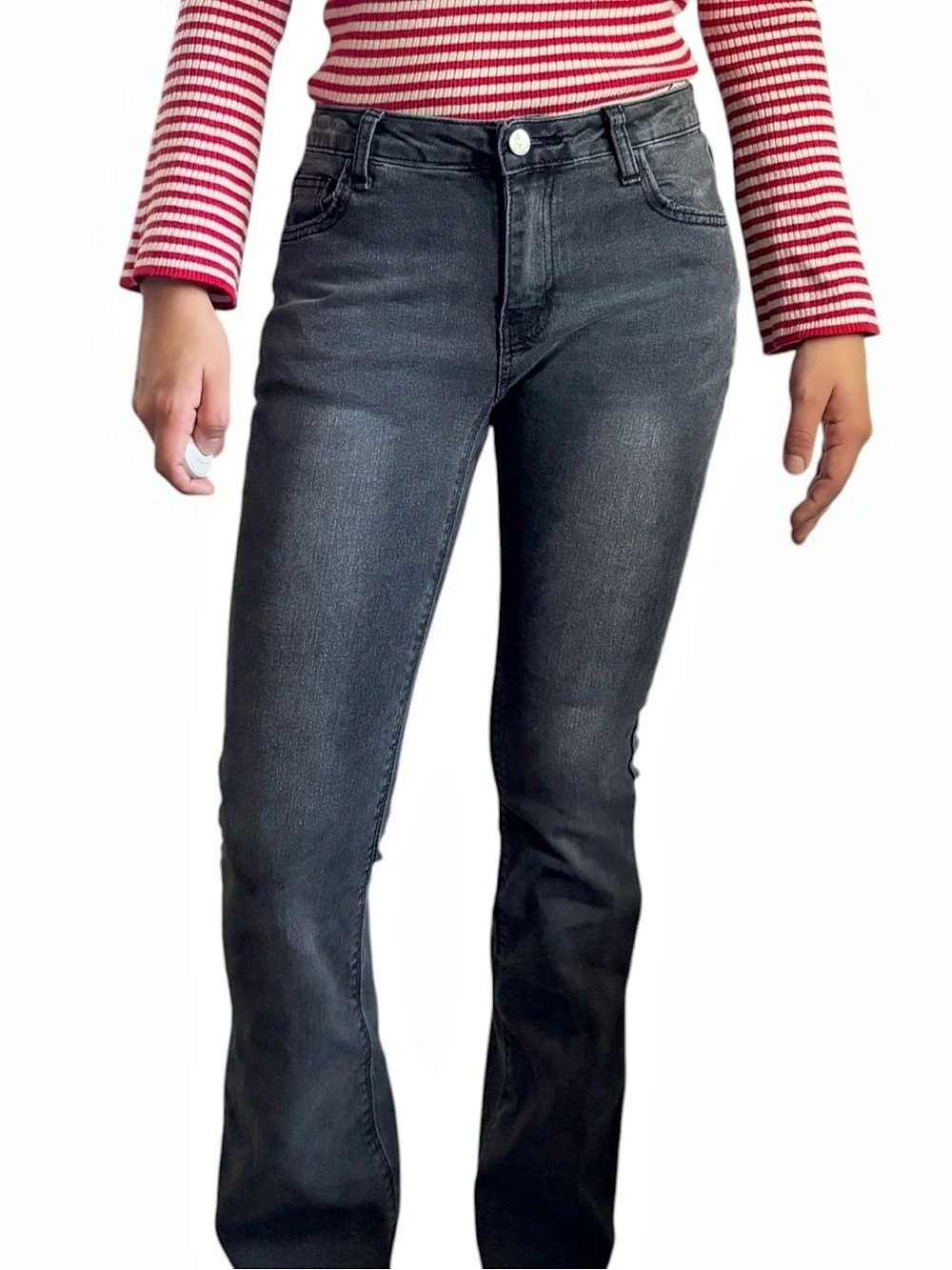 SHEIN Skinny Lightly Distressed Bootcut Jeans in Gray Size Small Like New